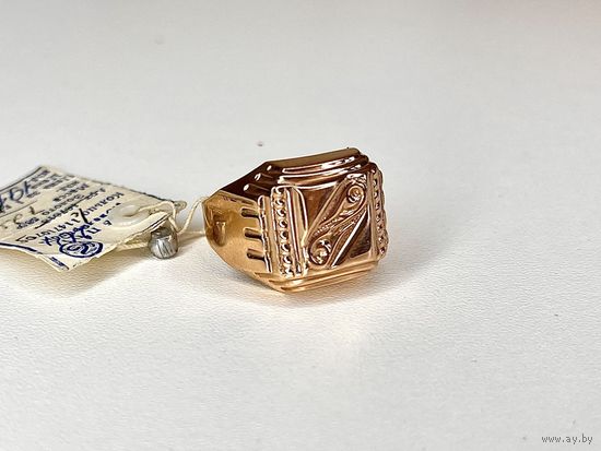Новая золотая советская печатка перстень 585