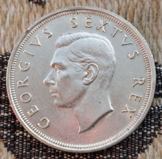ЮАР 5 шиллингов 1952 года "300 лет основанию Кейптауна" Корабль. Король Георг.  Серебро. Сторгуй за свою цену, предложи обмен! S75-2