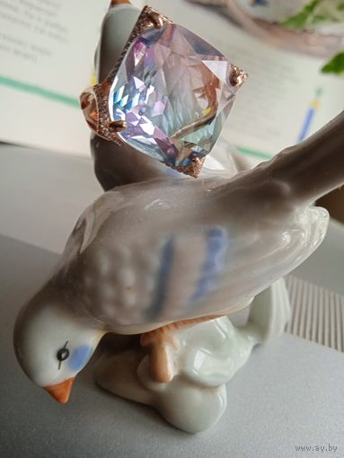 Кольцо с позолотой, кристаллы Swarovski , размер 19