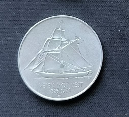 Норвегия 5 крон, 1975 150 лет иммиграции в Америку  1-12-24