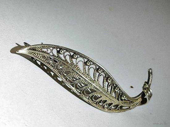 Брошь СССР. Серебро. Лист скань.