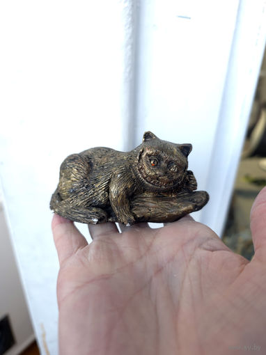 Лот С 1 РУБЛЯ! много лотов! Сувенирная фигурка Чеширский котик (старое золото)