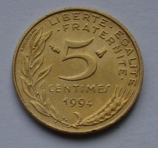 Франция, 5 сантимов 1994 г.