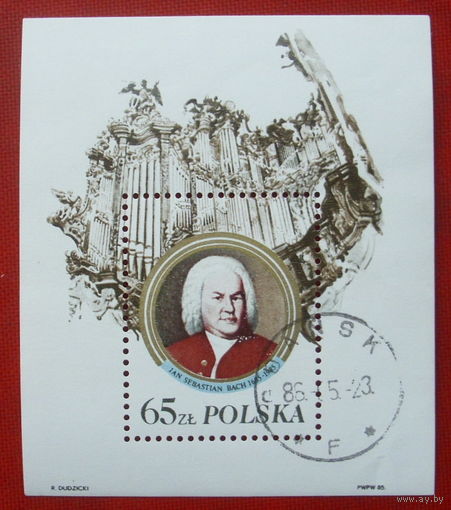 Польша. 300 лет со дня рождения Иоганна Себастьяна Баха ( Блок ) 1985 года. 2-1.