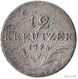Священная Римская Империя Германской Нации. Графство Тироль. 12 крейцеров 1795 F (Халль). Серебро. Нечастая.