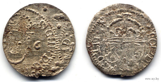 Шеляг 1616, Сигизмунд III Ваза, Вильно. Рв - крест в конце легенды. Старт с 1 рубля!