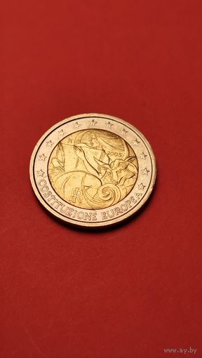 2 Евро 2005. Италия. 1 год с момента подписания европейской Конституции. С рубля. (09)