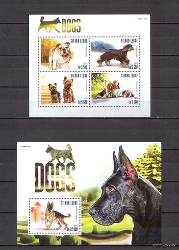 Сьерра-Леоне 2015 Фауна домашние собаки - 1 лист + 1 блок MNH**