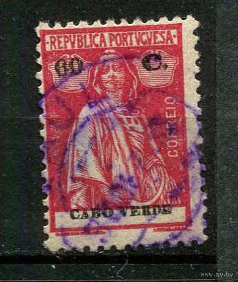 Португальские колонии - Кабо-Верде - 1926 - Жница 60C перф. 12:11 1/2 - (есть тонкое место) - [Mi.202] - 1 марка. Гашеная.  (Лот 29Jw)-T9P1
