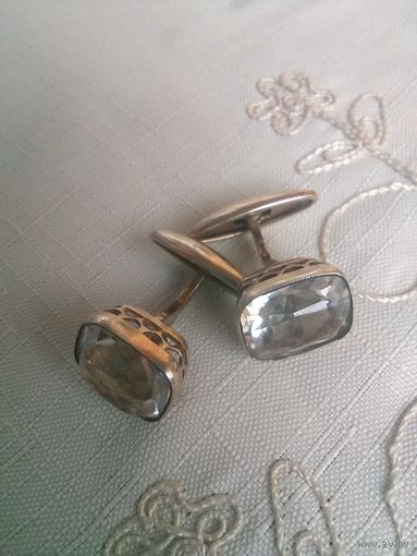 Запонки 875 СССР горный хрусталь