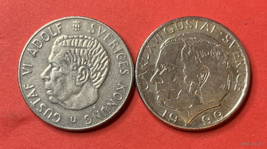 Швеция 2 разные монеты по 1 кроне