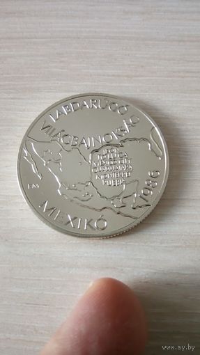 Венгрия 100 форинтов 1985, Карта Мексики. Футбол, ЧМ 1986 в Мексике, новая в капсуле, большая, юбилейная!