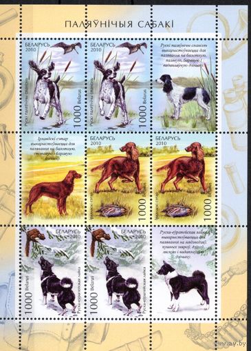 Беларусь 2010. Охотничьи собаки. Малый лист 854-56 (533)