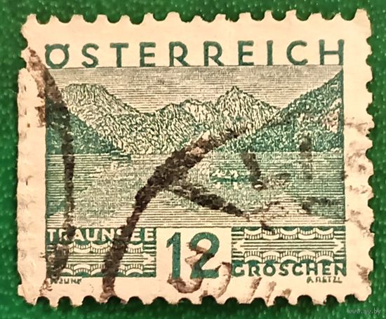 Австрия 1932. Пейзаж озера Траунзе с горами Верхняя Австрия