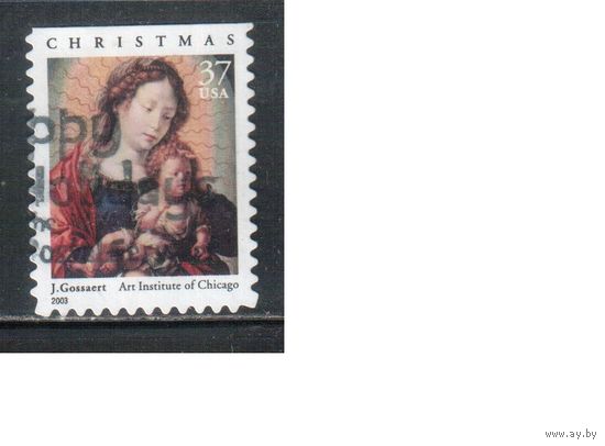 США-2002 (Мих.3646 II BD) , гаш. , Рождество, Живопись(одиночка), выпуск 2003 г(2)
