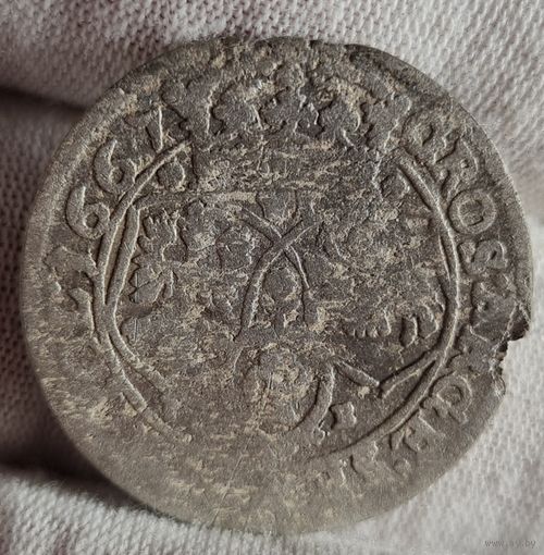 6 грошей, шестак 1667 года, Речь Посполитая, С РУБЛЯ! МНОГО ЛОТОВ С РУБЛЯ!