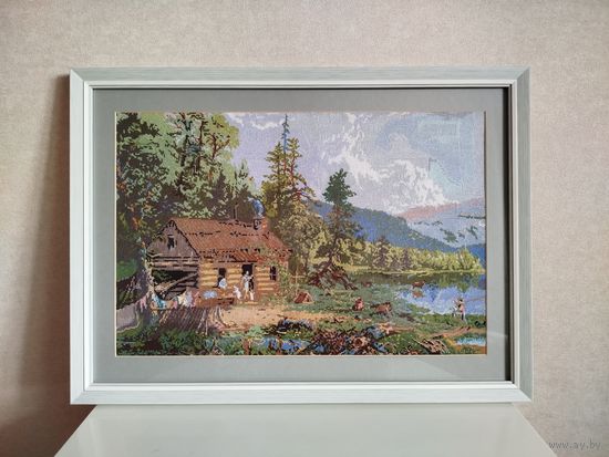 Вышитая крестиком картина "Домик на опушке"