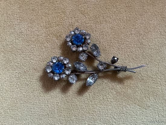 Брошь Букет Сапфировое стекло Австрия 50-е