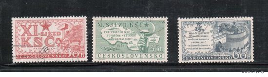 Чехословакия-1958,(Мих.1075-1077) гаш.   , Съезд Компартии(полная серия)