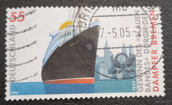 Лот 286. Германия (2004) Пассажирский Лайнер Бремен на фоне городского пейзажа Нью-Йорка DE2288