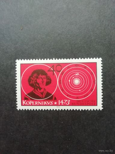 ФРГ 1973 Марка "500 лет со дня рождения Николая Коперника" (чистая**) Мi.758 каталог 1.60 евро