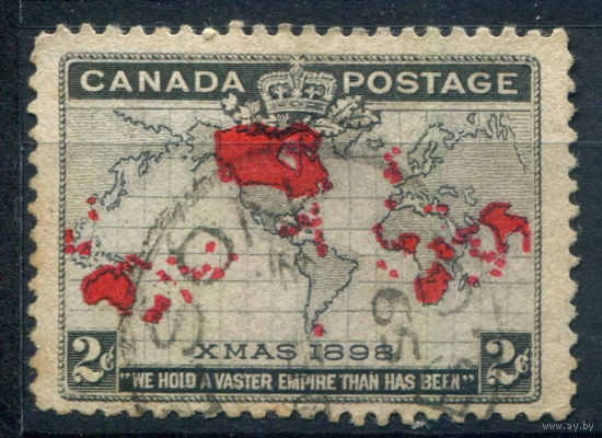 Британские колонии - Канада - 1898г. - карта британской империи, a - 1 марка - гашёная [Mi 74 a]. #3-WB-76-A-2