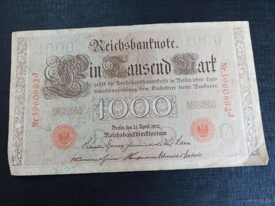 1000 марок 1910г красная печать