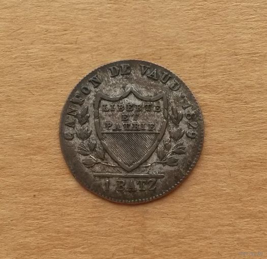 Швейцария, кантон Во, 1 батцен 1829 г., биллон