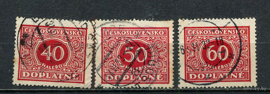 Первая Чехословацкая республика - 1928 - Цифры. Portomarken - 3 марки. Гашеные.  (Лот 76Gt)-T41P57