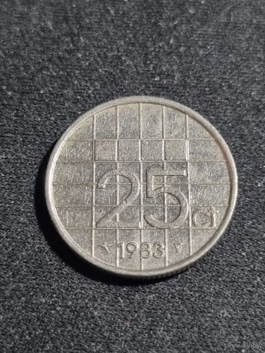 Нидерланды 25 центов 1983