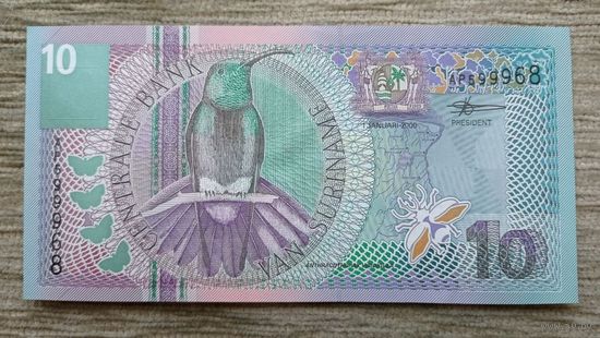 Werty71 Суринам 10 гульденов 2000 UNC банкнота