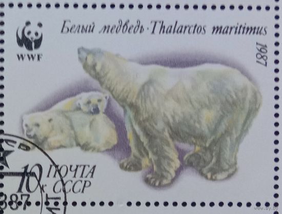 Марка СССР 1987Белый медведь