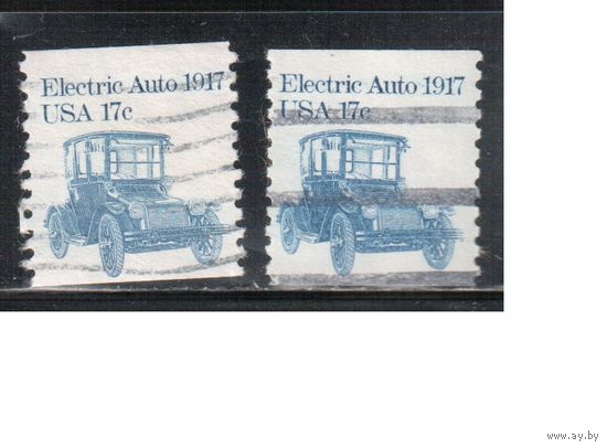 США-1981, (Мих.1492 х+у) , гаш., Стандарт, Автомобили,  (одиночка), 2 типа бумаги (1)