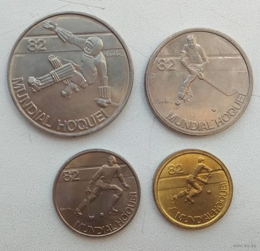 Португалия 1, 2,5, 5, 25 эскудо 1982 г. Чемпионат мира по хоккею на роликах. Комплект