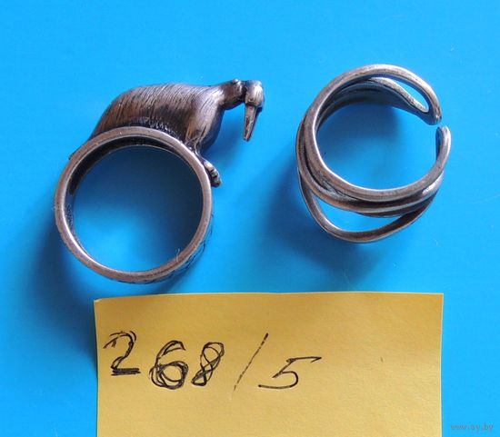 Серебряные колечки (с моржом - 11 гр.; обычное - 5 гр.), клеймо