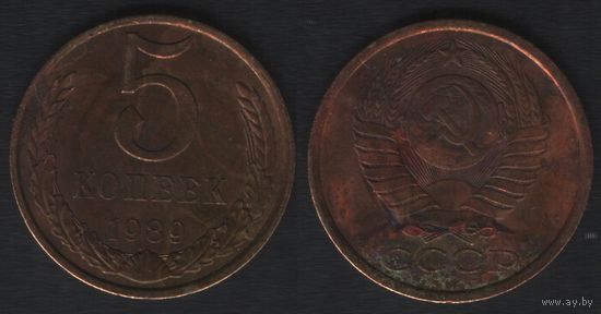 СССР y129a 5 копеек 1989 год (amw