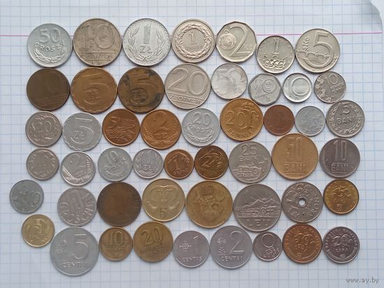 Монеты Европа 1 , 50 штук , без повторов .