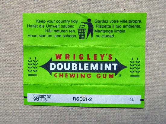G5-348 Обертка фантик от жевачки жевательной резинки Wrigleys Doublemint 1980-1990-e