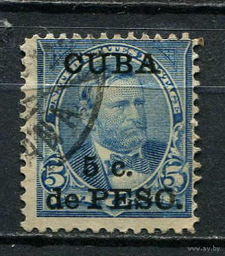 Куба - Американская оккупация - 1899 - Провизорная надпечатка на марках США. Грант с надпечаткой 5c. de PESO. на 5С - [Mi.21] - 1 марка. Гашеная.  (Лот 22Go)-T41P10
