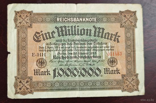1923 год Германия 1 000 000 марок
