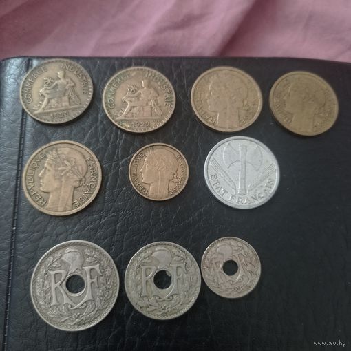 Сборный лот французских монет до 1945 года