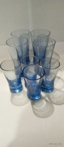 Стаканы 4+4 для вина и водки, голубые