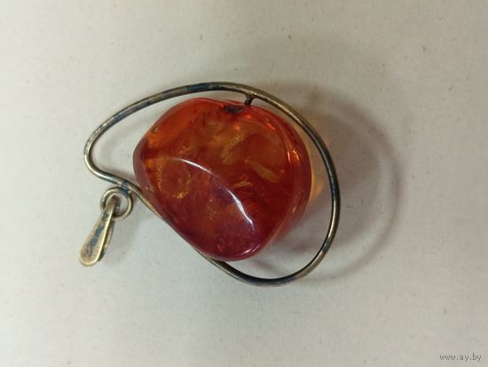 Кулон янтарь, серебро,позолота,ссср