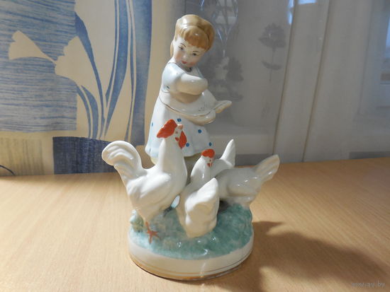 Девочка кормит кур. Минск.