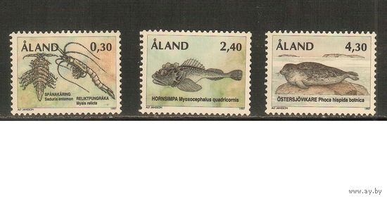 Аланды-1997(Мих.124-126) , ** , Морская фауна, Раки(полная серия)