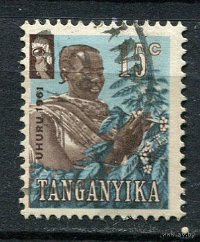 Таганьика - 1961 - Сбор кофе 15С - [Mi.100] - 1 марка. Гашеная.  (Лот 86EW)-T25P3
