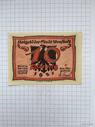 Нотгельд 10 пфеннигов Германия Уруштадт-0501