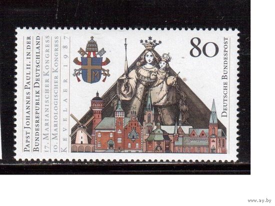 Германия(ФРГ)-1987,(Мих.1320), ** , Религия, Визит Папы