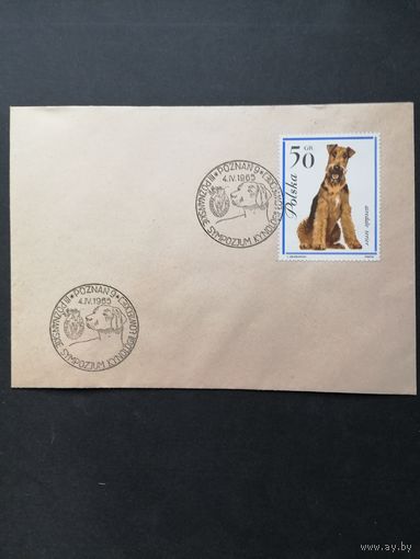 Польша 1963 Конверт с маркой из серии "Породистые собаки" (спецгашение III Познаньский симпозиум кинологов) Mi.1377