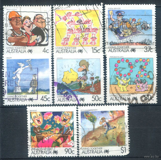 Австралия - 1988г. - мультфильмы - 8 марок - гашёные. #3-WB-79-B-1